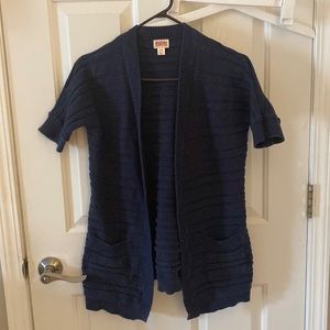 Navy short sleeve cardigan